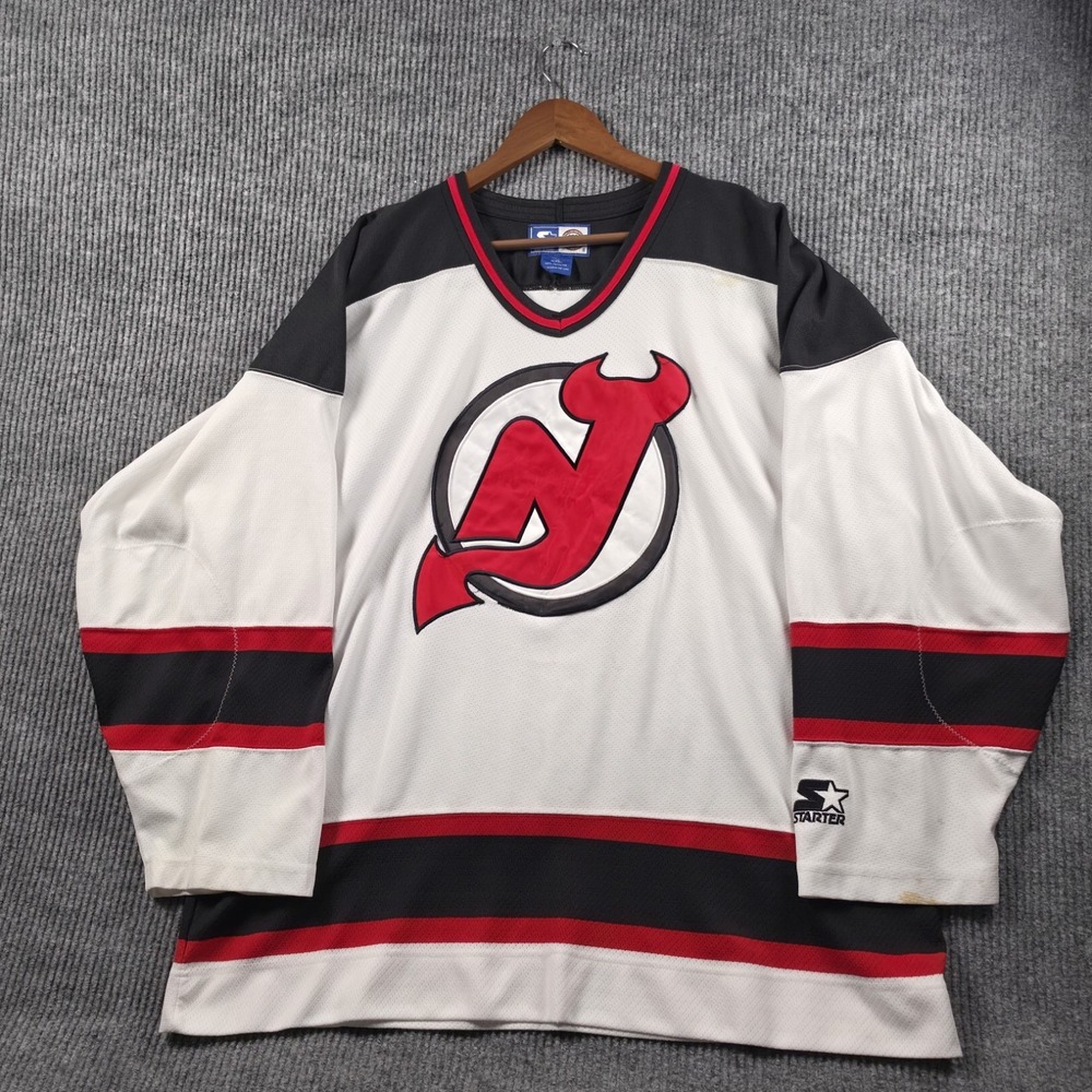 Vintage 90s Starter New Jersey Devils NHL Hockey Jersey White Mens Size XXL Rare